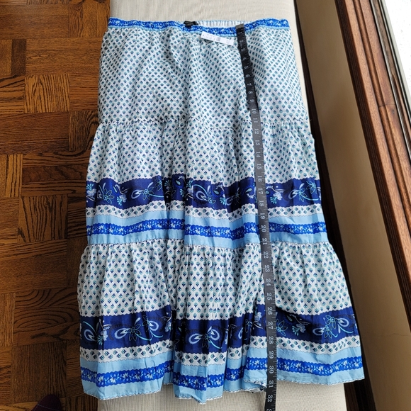 New! J Crew L Large Tiered skirt in blue ribbon block print NWT - Picture 8 of 13